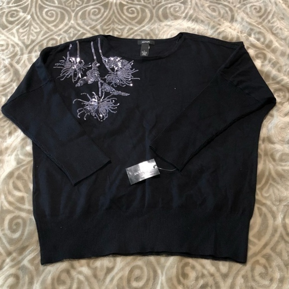 Alfani Black Sweater with Sequin Details - Picture 3 of 6